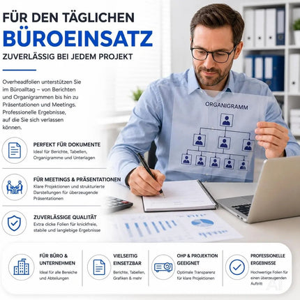 50x Overheadfolie transparent DIN A4 – Extra dicke OHP Folien für Laserdrucker & Kopierer – Detailansicht 2