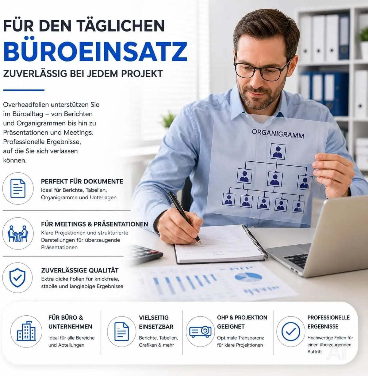 50x Overheadfolie transparent DIN A4 – Extra dicke OHP Folien für Laserdrucker & Kopierer – Detailansicht 2