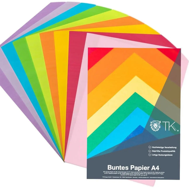 50x Papier Tonpapier Buntpapier 220 g/m² - A4 Kopierpapier Druckerpapier - 10 Farben
