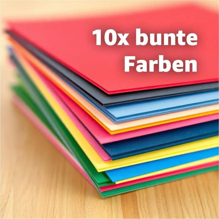 50x Papier Tonpapier Buntpapier 220 g/m² - A4 Kopierpapier Druckerpapier - 10 Farben