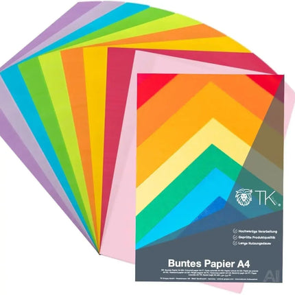 50x Papier Tonpapier Buntpapier 220 g/m² - A4 Kopierpapier Druckerpapier - 10 Farben
