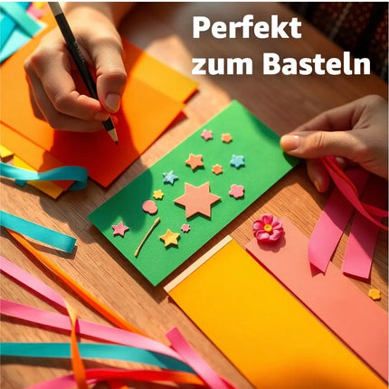 50x Papier bunt - 220 g/m² - Bastelpapier & Buntpapier - für Drucker & Basteln - Tonpapier & Tonkarton