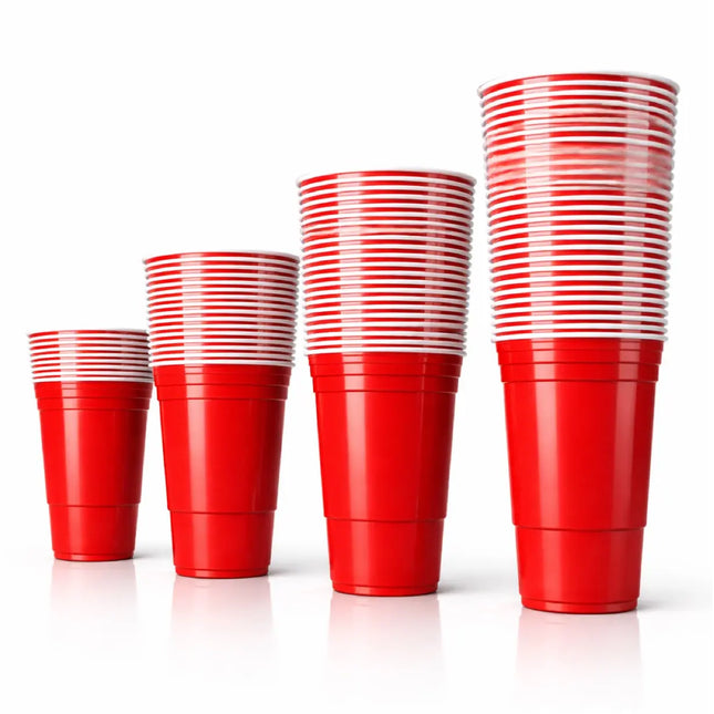 50x Partybecher Beer Pong 16 oz / 473 ml – wiederverwendbare Red Cups extra stabil für Partys & Festivals