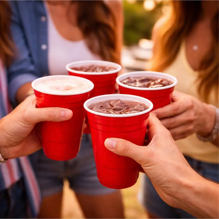50x Partybecher Beer Pong 16 oz / 473 ml – wiederverwendbare Red Cups extra stabil für Partys & Festivals