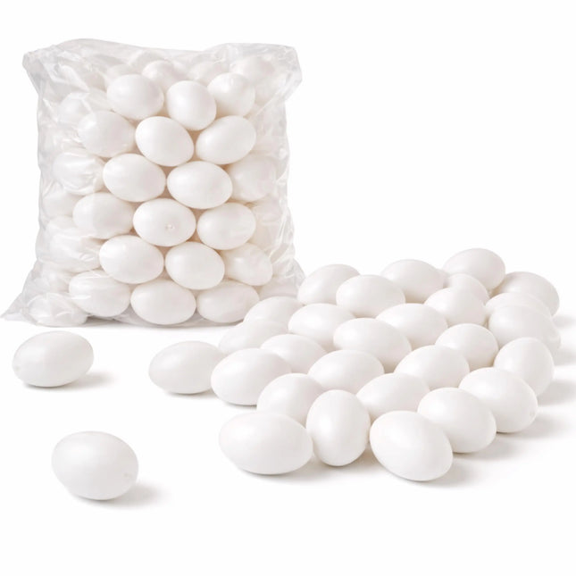 50x Plastikeier 6 cm Ostern – weiße Kunststoffeier zum Bemalen & Basteln – Dekoeier für Deko und Dekoration