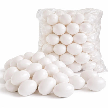 50x Plastikeier Ostern – weiße Kunststoffeier 6 cm zum Bemalen & Basteln – Dekoeier für Deko und Dekoration