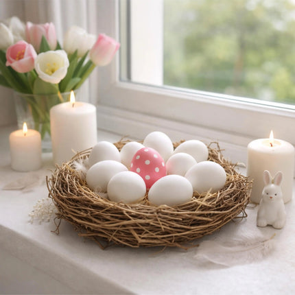 50x Plastikeier Ostern – weiße Kunststoffeier 6 cm zum Bemalen & Basteln – Dekoeier für Deko und Dekoration