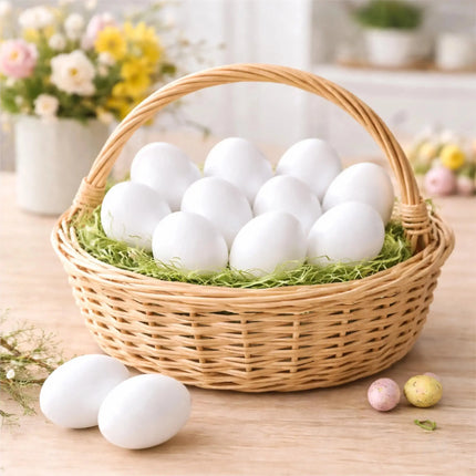 50x Plastikeier Ostern – weiße Kunststoffeier 6 cm zum Bemalen & Basteln – Dekoeier für Deko und Dekoration