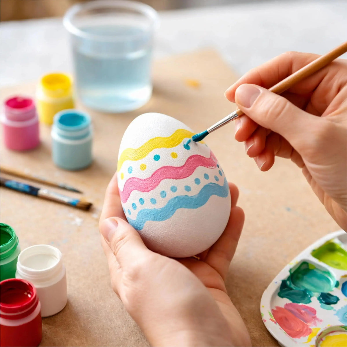 50x Plastikeier Ostern – weiße Kunststoffeier 6 cm zum Bemalen & Basteln – Dekoeier für Deko – Detailansicht 3