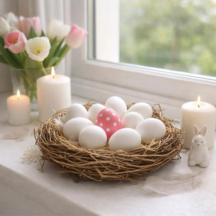 50x Plastikeier Ostern – weiße Kunststoffeier 6 cm zum Bemalen & Basteln – Dekoeier für Deko und Dekoration