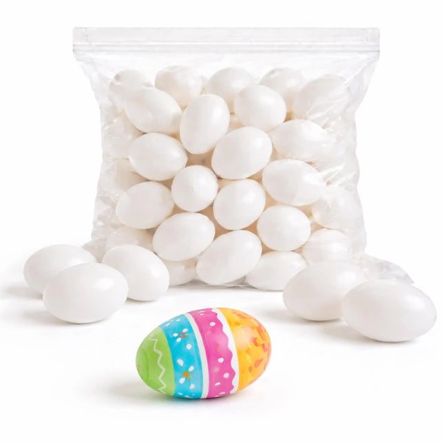 50x Plastikeier – weiße Kunststoffeier 6 cm zum Bemalen & Basteln – Ostern Dekoeier für Deko und Dekoration
