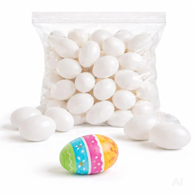 50x Plastikeier – weiße Kunststoffeier 6 cm zum Bemalen & Basteln – Ostern Dekoeier für Deko und Dekoration