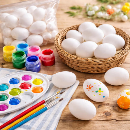 50x Plastikeier – weiße Kunststoffeier 6 cm zum Bemalen & Basteln – Ostern Dekoeier für Deko und Dekoration