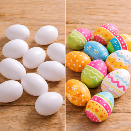 50x Plastikeier – weiße Kunststoffeier 6 cm zum Bemalen & Basteln – Ostern Dekoeier für Deko und Dekoration
