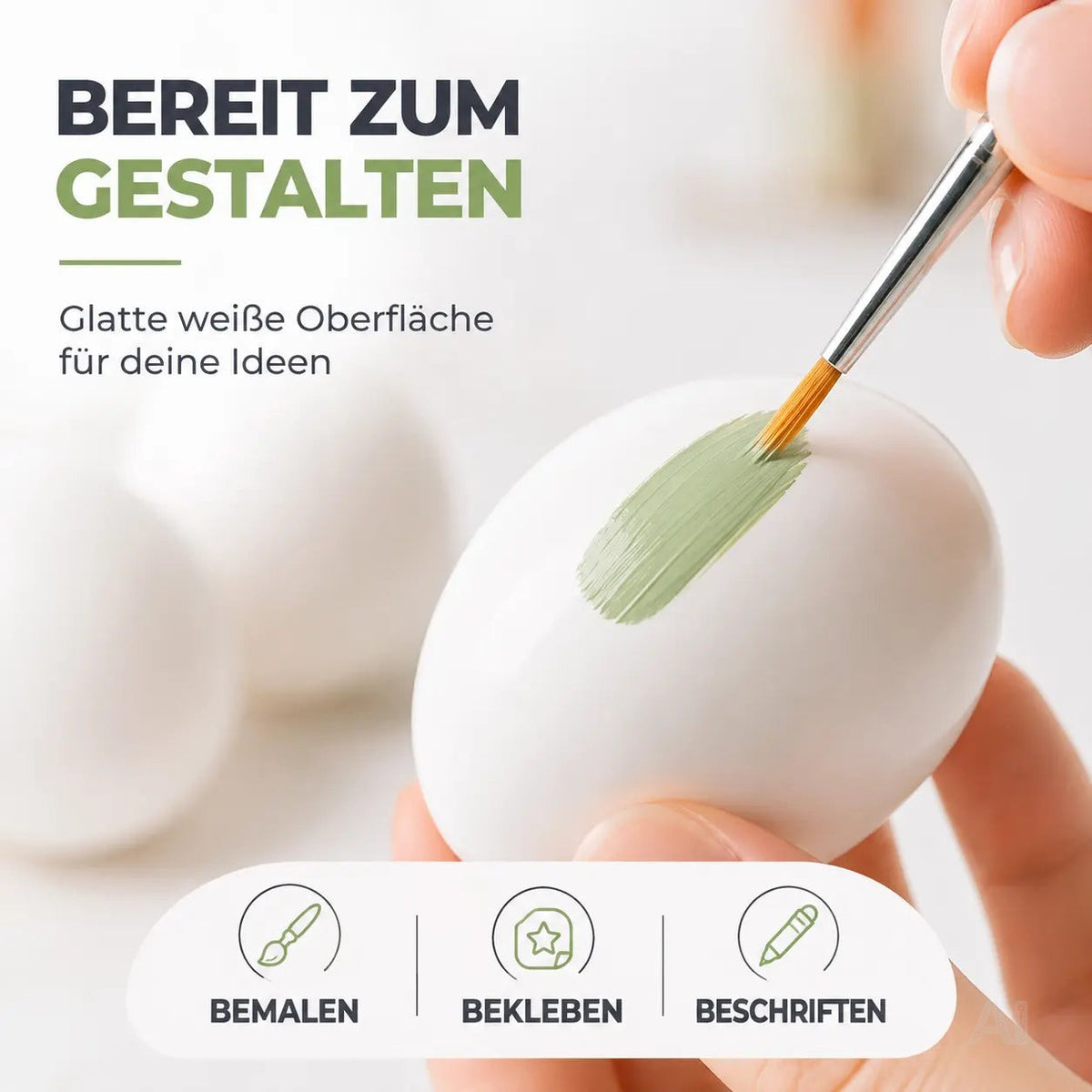 50x Plastikeier – weiße Kunststoffeier 6 cm zum Bemalen & Basteln – Ostern Dekoeier für Deko – Detailansicht 6