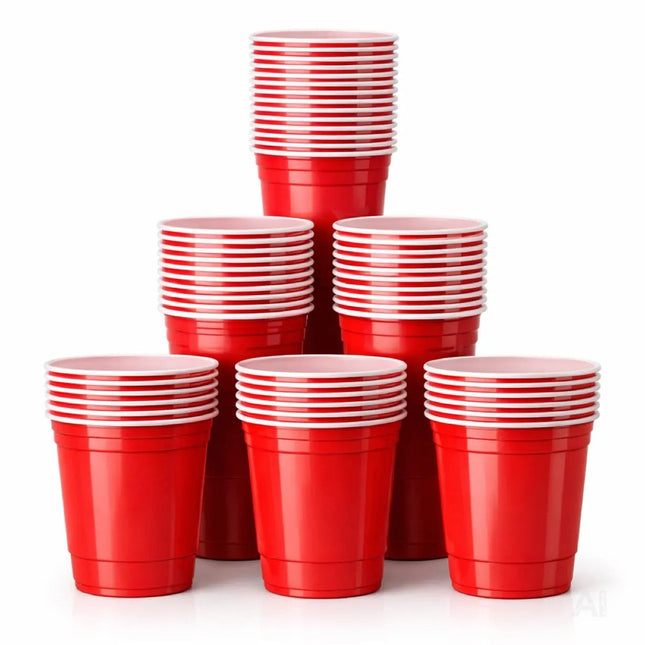 50x Red Cups 473 ml Beer Pong Becher – extra starke Partybecher wiederverwendbar für Festival, Camping & Party