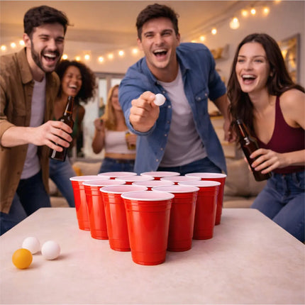 50x Red Cups 473 ml Beer Pong Becher – extra starke Partybecher wiederverwendbar für Festival, Camping & Party