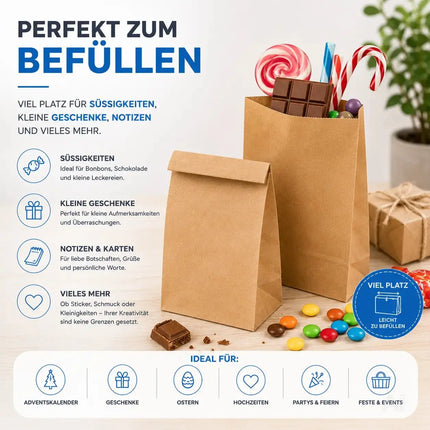 50x Stück Beutel 21x14 cm - EXTRA STARK - braune Kraftpapiertüten – Detailansicht 6