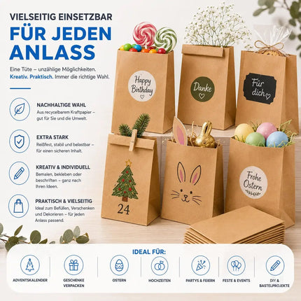 50x Stück Beutel 21x14 cm - EXTRA STARK - braune Kraftpapiertüten – Detailansicht 7