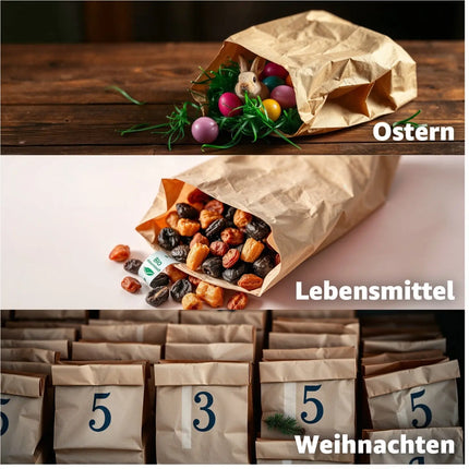 50x Stück Beutel 26 x 17 cm - EXTRA STARK - braune Kraftpapiertüten Geschenktüten Kraftpapierbeutel als DIY Adventskalender - Ostern & Weihnachten - Tüten selber machen - TK Gruppe® Offizieller Onlineshop