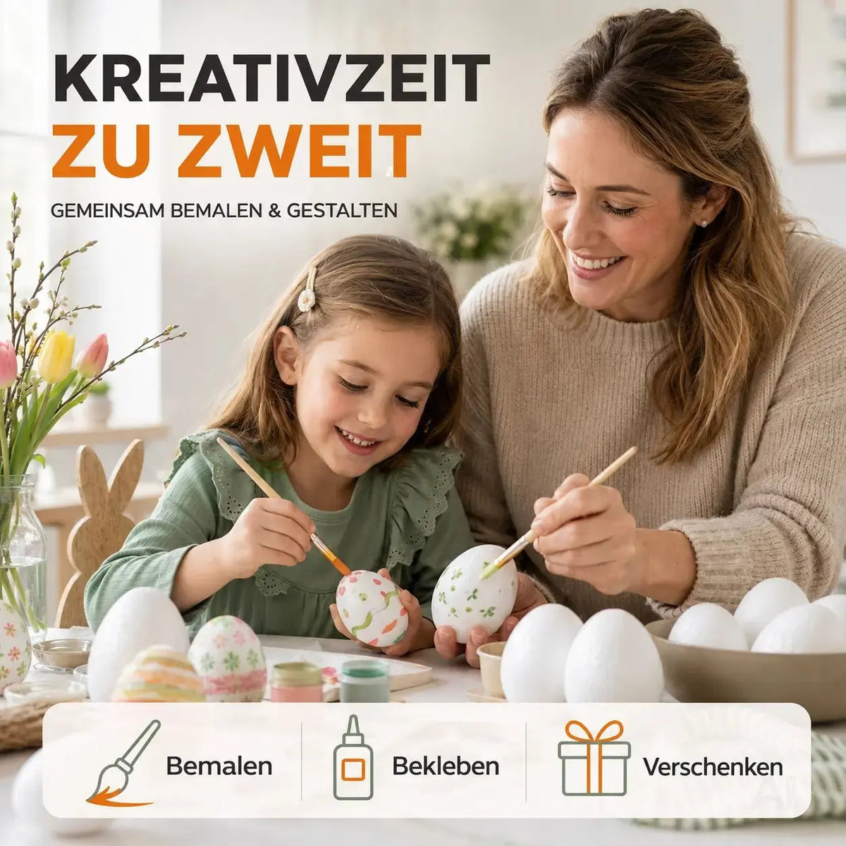 50x Styroporeier 5 cm Eier aus Styropor Ostereier zum Basteln – Detailansicht 3