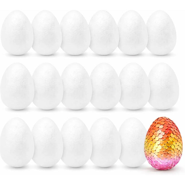 50x Styroporeier 6 cm Eier aus Styropor - Plastikeier zum Bemalen - Ostereier aus Kunststoff, Kunststoffeier, zum Basteln - Eier als Deko Dekoration an Ostern