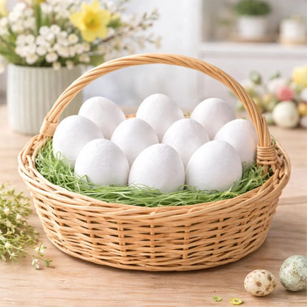 50x Styroporeier 6 cm Eier aus Styropor - Plastikeier zum Bemalen - Ostereier aus Kunststoff, Kunststoffeier, zum Basteln - Eier als Deko Dekoration an Ostern