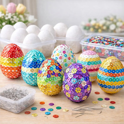 50x Styroporeier 6 cm Eier aus Styropor - Plastikeier zum Bemalen - Ostereier aus Kunststoff, Kunststoffeier, zum Basteln - Eier als Deko Dekoration an Ostern