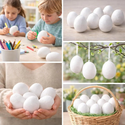 50x Styroporeier 6 cm Eier aus Styropor - Plastikeier zum Bemalen - Ostereier aus Kunststoff, Kunststoffeier, zum Basteln - Eier als Deko Dekoration an Ostern