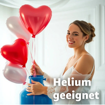 50x XXL Herzluftballons Helium geeignet Ø 40 cm Luftballons Herz Herzballon rot & weiß