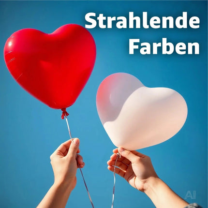 50x XXL Herzluftballons Helium geeignet Ø 40 cm Luftballons Herz Herzballon rot & weiß – Detailansicht 3