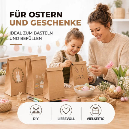 50x braune Beutel 21x14cm Kraftpapiertüten Geschenktüten Kraftpapier als DIY Adventskalender – Detailansicht 4