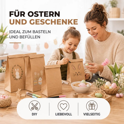50x braune Beutel 21x14cm Kraftpapiertüten Geschenktüten Kraftpapier als DIY Adventskalender