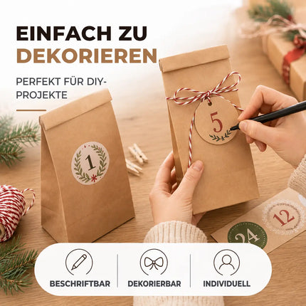 50x braune Beutel 21x14cm Kraftpapiertüten Geschenktüten Kraftpapier als DIY Adventskalender