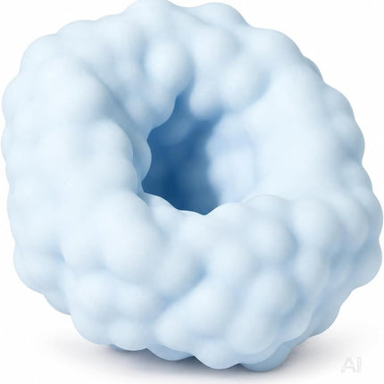 Blauer Knetball mit ringförmiger Gestalt und strukturierter Oberfläche