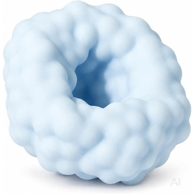 Blauer Knetball mit ringförmiger Gestalt und strukturierter Oberfläche