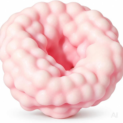 Pinker Knetball mit runder Form und strukturierter Oberfläche