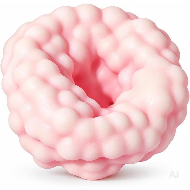 Pinker Knetball mit runder Form und strukturierter Oberfläche