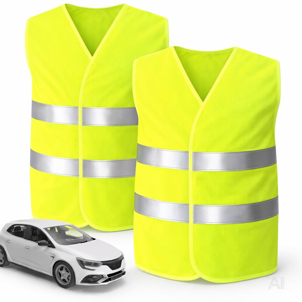 POWR CAR 2X Warnweste Auto gelb ISO20471 - Pannenweste & Unfallweste