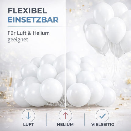 50x Luftballons Weiß Ø 35 cm Ballons - weiß Helium geeignet zur Deko Dekoration