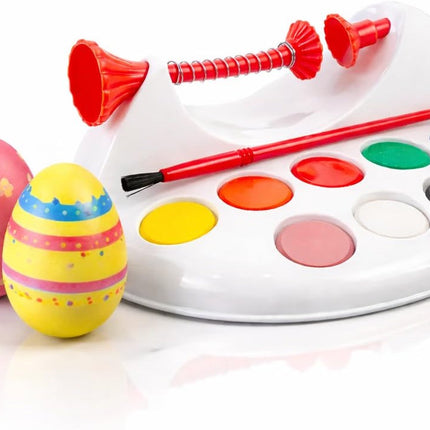 Eierfarbe 1x Eiermalmaschine mit Halterung, Farben & Pinsel - Malgerät Ostereier, fester Halt