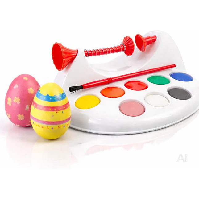 Eierfarbe 1x Eiermalmaschine mit Halterung, Farben & Pinsel - Malgerät Ostereier, fester Halt