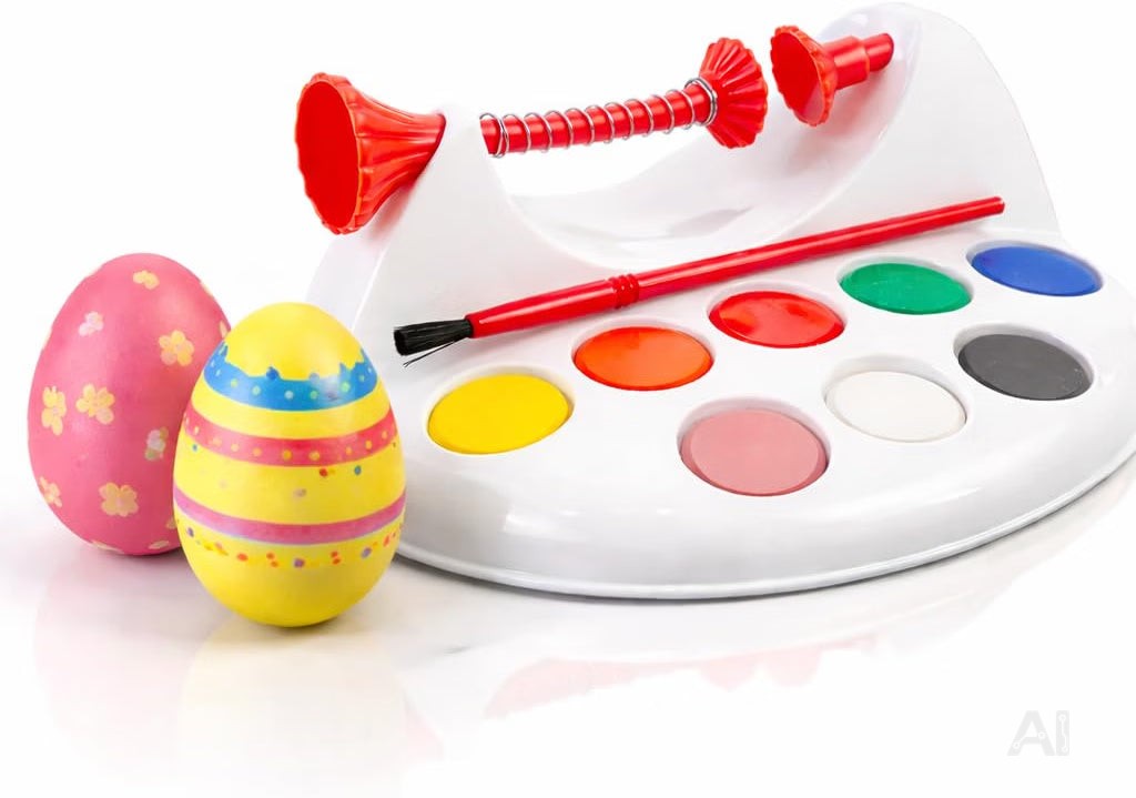 Eierfarbe 1x Eiermalmaschine mit Halterung, Farben & Pinsel - Malgerät Ostereier, fester Halt