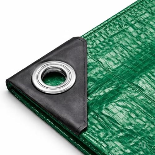 Plane wasserdicht - 150 g/m² grün, Abdeckplane mit Ösen für Zeltunterlage