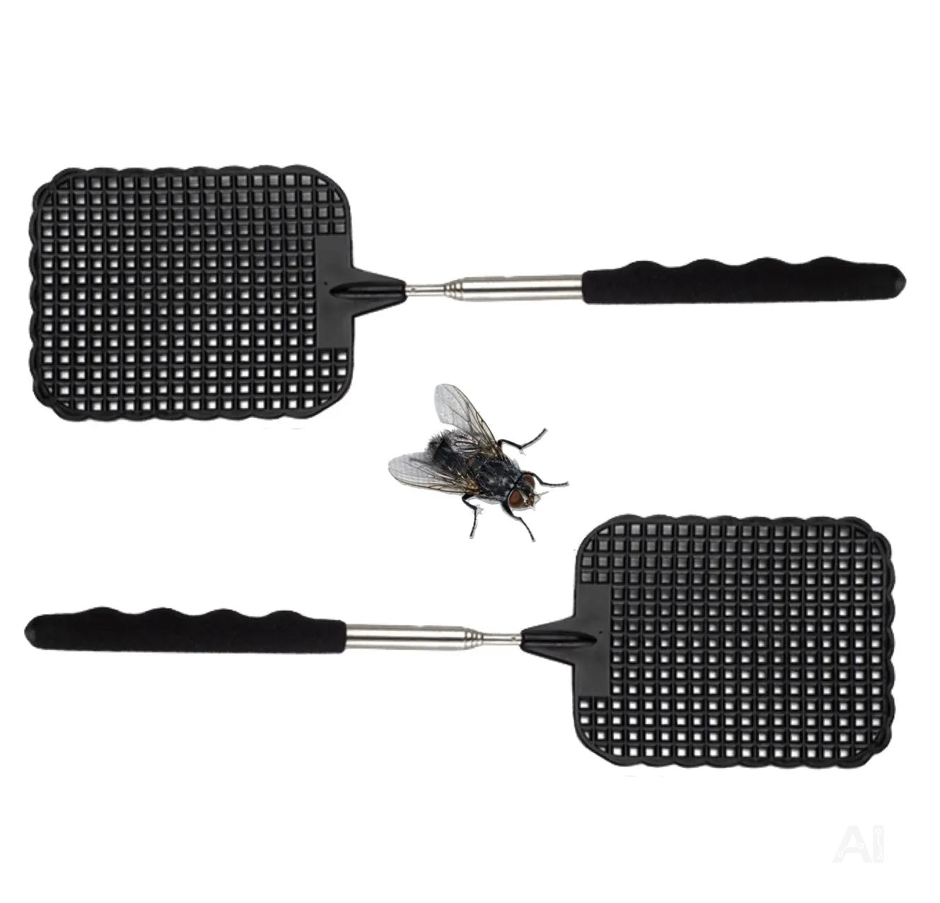 2X Fliegenklatsche XXL 75 cm ausziehbar - Insektenklatsche mit Teleskop für Fliegen & Insekten