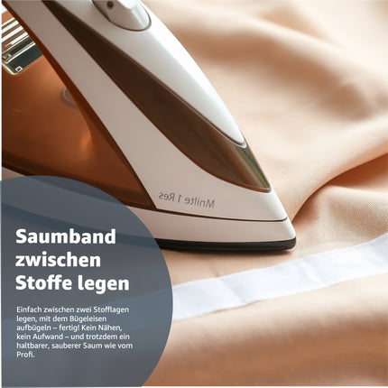 Saumband 64 meter - Bügelband zum Aufbügeln & kürzen von Textilien - Kleidung - Gardinen - waschfest