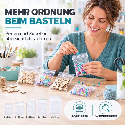 500x Druckverschlussbeutel Zip Set - reißfest & transparent Plastikbeutel Plastiktüten