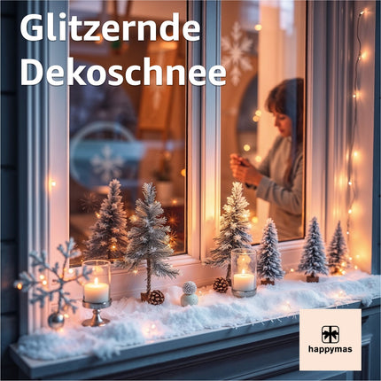 Täuschend echter Kunstschnee, Schnee weich und fluffig - glitzernder Dekoschnee für Dekoration - Deko Streuschnee Weihnachten