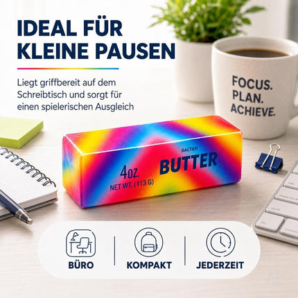 Butter Squishy - Antistress Margarine Quetsch zur effetkiven Ablenkung im Büro, Schule, Alltag Butter (Rainbow)