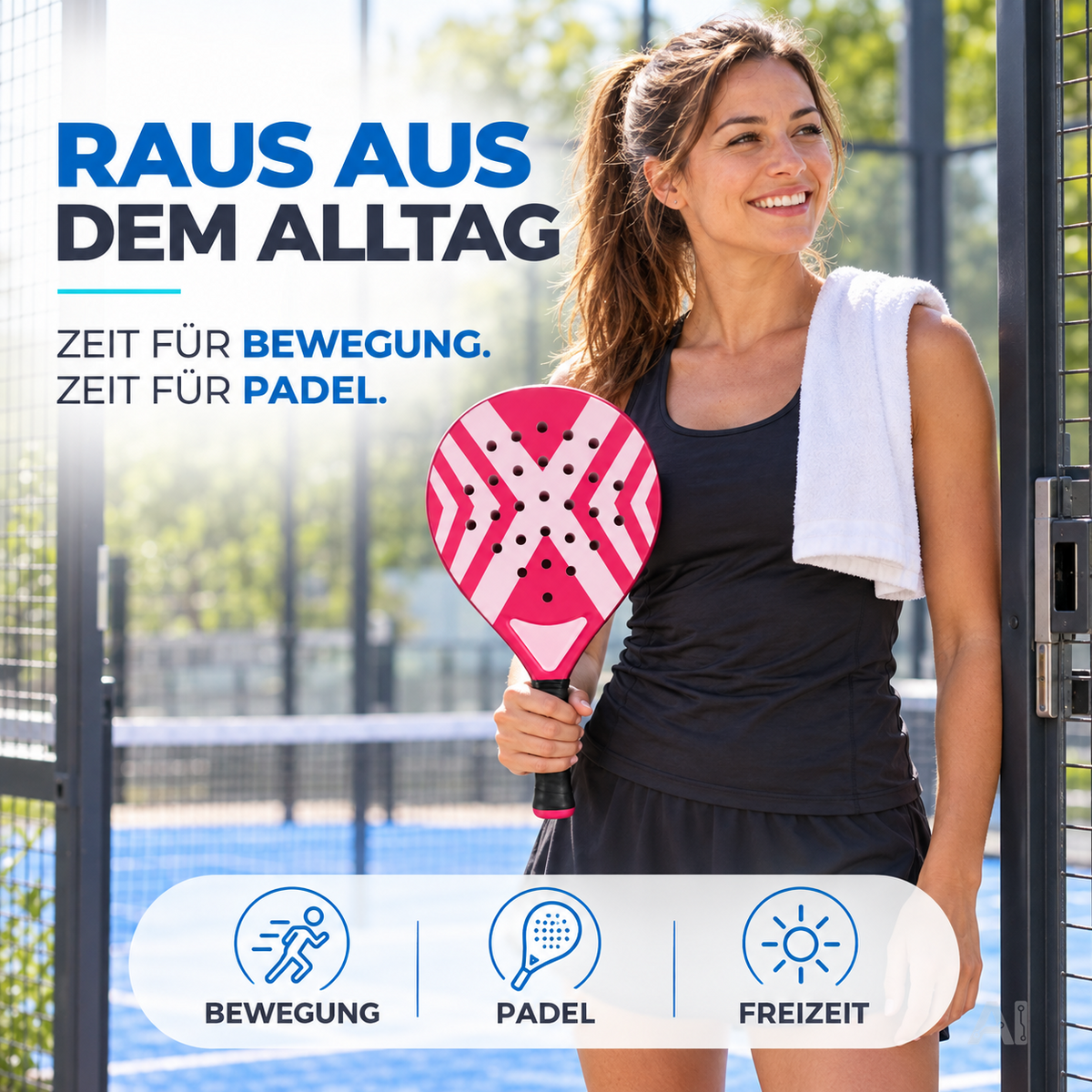2er Padelschläger Set für Erwachsene – Padel Rackets mit Tragetasche für Anfänger & Fortgeschrittene, Sport und Training (2er Set Pink & Blau)